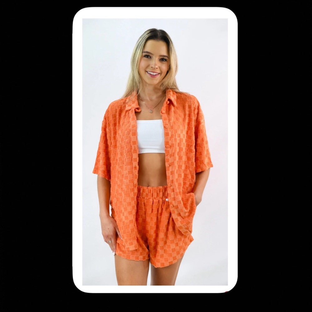 Women's Orange Textured Swim Cover